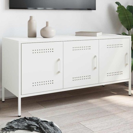 Mueble de TV de acero blanco 100,5x39x50,5 cm en Muebles TV | Comprar online en Foru.es