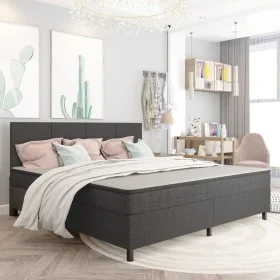 Cama box spring tela gris oscuro 200x200 cm de vidaXL, Camas y somieres - Ref: Foro24-3054801, Precio: 790,24 €, Descuento: %