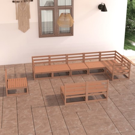 Muebles de jardín 9 piezas marrón miel madera maciza de pino en Conjuntos de jardín | Comprar online en Foru.es