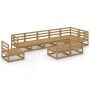 Muebles de jardín 9 piezas marrón miel madera maciza de pino en Conjuntos de jardín | Comprar online en Foru.es