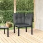 Sillón esquina jardín con cojines ratán sintético negro y gris de vidaXL, Sofás modulares de exterior - Ref: Foro24-362797, P...