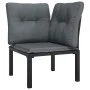Sillón esquina jardín con cojines ratán sintético negro y gris de vidaXL, Sofás modulares de exterior - Ref: Foro24-362797, P...