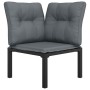Sillón esquina jardín con cojines ratán sintético negro y gris de vidaXL, Sofás modulares de exterior - Ref: Foro24-362797, P...
