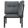 Sillón esquina jardín con cojines ratán sintético negro y gris de vidaXL, Sofás modulares de exterior - Ref: Foro24-362797, P...