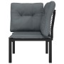 Sillón esquina jardín con cojines ratán sintético negro y gris de vidaXL, Sofás modulares de exterior - Ref: Foro24-362797, P...