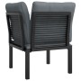 Sillón esquina jardín con cojines ratán sintético negro y gris de vidaXL, Sofás modulares de exterior - Ref: Foro24-362797, P...