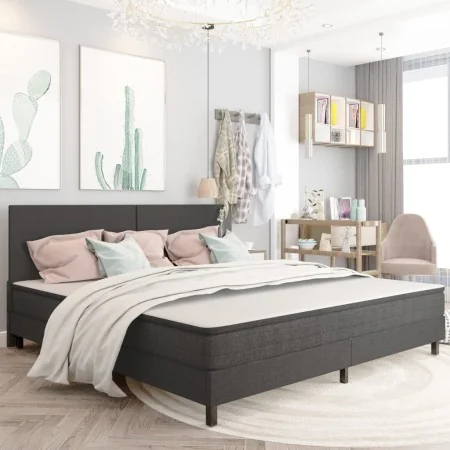 Cama box spring tela gris oscuro 200x200 cm de vidaXL, Camas y somieres - Ref: Foro24-3054711, Precio: 767,35 €, Descuento: %
