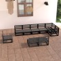 Juego de muebles de jardín 9 piezas negro madera maciza de pino en Conjuntos de jardín | Comprar online en Foru.es