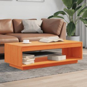 Mesa de centro madera maciza de pino marrón cera 110x50x33,5 cm en Mesas de centro | Comprar online en Foru.es