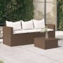 Sofá de jardín de 3 plazas con cojines ratán sintético marrón de vidaXL, Sofás de exterior - Ref: Foro24-362326, Precio: 198,...