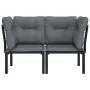 Sillones esquina jardín con cojines 2 uds ratán PE negro y gris de vidaXL, Sofás modulares de exterior - Ref: Foro24-362801, ...