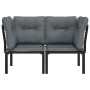 Sillones esquina jardín con cojines 2 uds ratán PE negro y gris de vidaXL, Sofás modulares de exterior - Ref: Foro24-362801, ...
