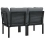 Sillones esquina jardín con cojines 2 uds ratán PE negro y gris de vidaXL, Sofás modulares de exterior - Ref: Foro24-362801, ...