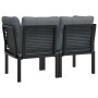 Sillones esquina jardín con cojines 2 uds ratán PE negro y gris de vidaXL, Sofás modulares de exterior - Ref: Foro24-362801, ...