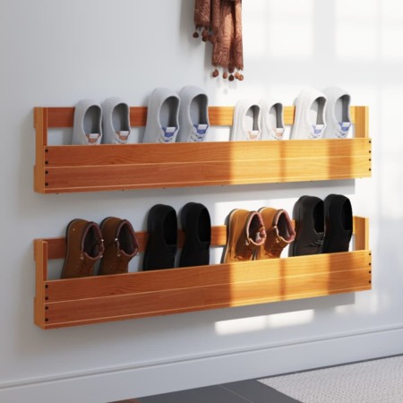 Estantes zapatos pared 2 uds madera pino marrón 110x8,5x23,5 cm en Zapateros y organizadores de calzado | Comprar online en Foru