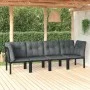 Gartenmöbel-Set 4-teilig aus schwarzem und grauem synthetischem Rattan von vidaXL, Modulare Sofas für den Außenbereich - Ref:...