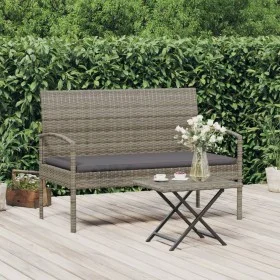 Banco de jardín con cojín ratán sintético gris 105 cm de vidaXL, Bancos de jardín - Ref: Foro24-362167, Precio: 114,67 €, Des...