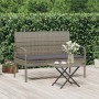 Banco de jardín con cojín ratán sintético gris 105 cm de vidaXL, Bancos de jardín - Ref: Foro24-362167, Precio: 118,79 €, Des...