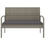 Banco de jardín con cojín ratán sintético gris 105 cm de vidaXL, Bancos de jardín - Ref: Foro24-362167, Precio: 118,79 €, Des...