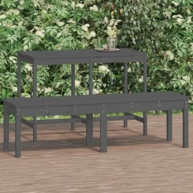 Banco jardín de 2 plazas madera maciza pino gris 159,5x44x45 cm de vidaXL, Bancos de jardín - Ref: Foro24-824013, Precio: 69,...