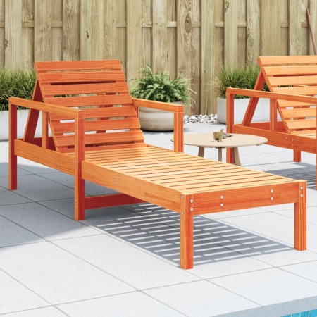 Tumbona de madera maciza de pino marrón cera 199,5x62x55 cm en Tumbonas | Comprar online en Foru.es