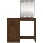 Tocador con LED madera contrachapada marrón roble 90x50x132,5cm de vidaXL, Tocadores para dormitorios - Ref: Foro24-816775, P...