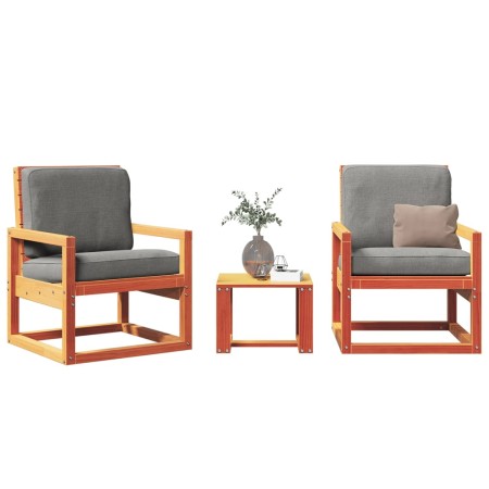 Juego de muebles jardín 3 pzas madera maciza pino marrón cera en Conjuntos de jardín | Comprar online en Foru.es