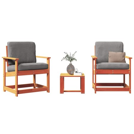 Juego de muebles jardín 3 pzas madera maciza pino marrón cera en Sillas de jardín | Comprar online en Foru.es