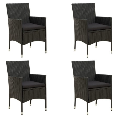 Sillas de jardín 4 unidades con cojines ratán sintético negro de vidaXL, Sillas de jardín - Ref: Foro24-316689, Precio: 300,6...
