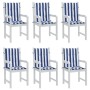 Cojines silla de respaldo bajo 6 uds tela a rayas azul y blanco de vidaXL, Cojines para sillas y sofás - Ref: Foro24-361321, ...
