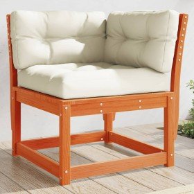 Sofá esquinero jardín y cojines madera pino marrón 73x73x78 cm en Sofás de exterior | Comprar online en Foru.es