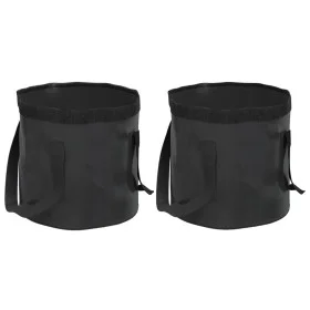 Cubos plegables 2 unidades PVC negro 20 L de vidaXL, Herramientas de camping - Ref: Foro24-364312, Precio: 26,91 €, Descuento: %