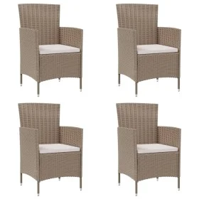 Sillas de jardín con cojines 4 unidades ratán sintético beige de vidaXL, Sillas de jardín - Ref: Foro24-316692, Precio: 279,8...