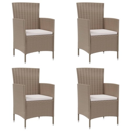 Sillas de jardín con cojines 4 unidades ratán sintético beige de vidaXL, Sillas de jardín - Ref: Foro24-316692, Precio: 284,0...