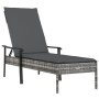 Tumbona con cojín ratán sintético con cojín gris de vidaXL, Conjuntos de jardín - Ref: Foro24-362807, Precio: 121,18 €, Descu...