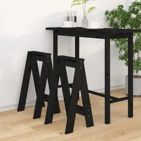 Taburetes 2 unidades madera maciza de pino negro 40x40x75 cm de vidaXL, Taburetes y sillas plegables - Ref: Foro24-823673, Pr...