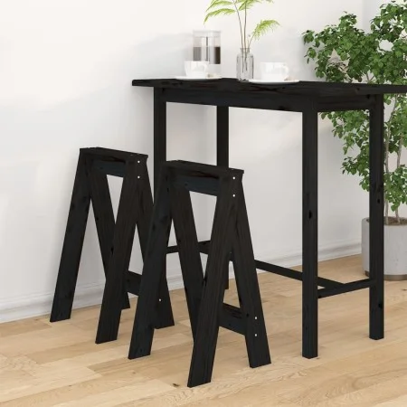 Hocker 2 Einheiten aus massivem schwarzem Kiefernholz 40x40x75 cm von vidaXL, Klapphocker und Stühle - Ref: Foro24-823673, Pr...