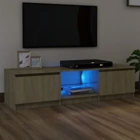 Armario TV con luces LED roble Sonoma 140x40x35,5 cm de vidaXL, Muebles TV - Ref: Foro24-804295, Precio: 110,23 €, Descuento: %