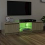 Armario TV con luces LED roble Sonoma 140x40x35,5 cm de vidaXL, Muebles TV - Ref: Foro24-804295, Precio: 113,68 €, Descuento: %