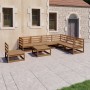 Muebles de jardín 8 piezas marrón miel madera maciza de pino en Conjuntos de jardín | Comprar online en Foru.es