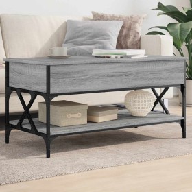 Mesa de centro madera ingeniería metal gris Sonoma 100x50x50 cm en Mesas de centro | Comprar online en Foru.es