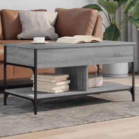 Mesa de centro madera ingeniería metal gris Sonoma 100x50x50 cm en Mesas de centro | Comprar online en Foru.es