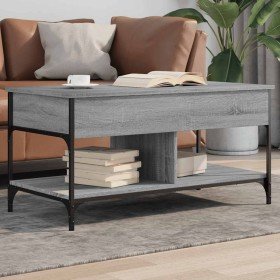 Mesa de centro madera ingeniería metal gris Sonoma 100x50x50 cm en Mesas de centro | Comprar online en Foru.es