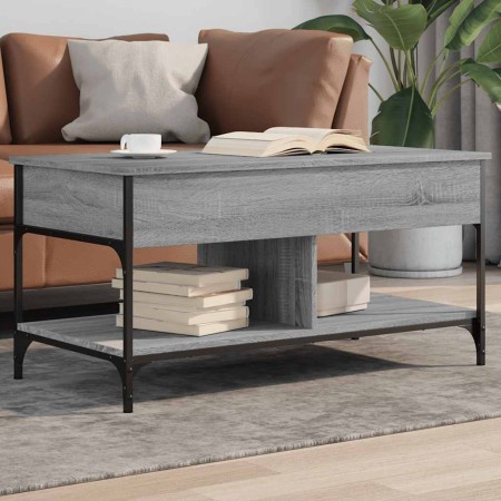 Mesa de centro madera ingeniería metal gris Sonoma 100x50x50 cm en Mesas de centro | Comprar online en Foru.es