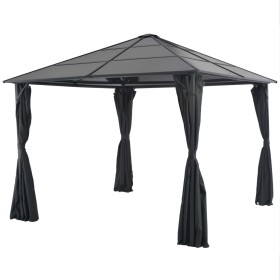 Cenador con cortinas aluminio 3x3 m negro de vidaXL, Carpas y cenadores - Ref: Foro24-44640, Precio: 580,20 €, Descuento: %