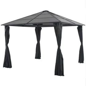 Cenador con cortinas aluminio 3x3 m negro de vidaXL, Carpas y cenadores - Ref: Foro24-44640, Precio: 572,02 €, Descuento: %