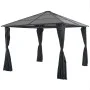 Cenador con cortinas aluminio 3x3 m negro de vidaXL, Carpas y cenadores - Ref: Foro24-44640, Precio: 572,02 €, Descuento: %