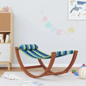 Hamaca mecedora para niños tela azul y verde de vidaXL, Tumbonas - Ref: Foro24-363467, Precio: 65,19 €, Descuento: %