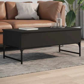 Mesa de centro de madera ingeniería y metal negro 100x50x40 cm en Mesas de centro | Comprar online en Foru.es