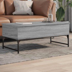 Mesa de centro madera ingeniería metal gris Sonoma 100x50x40 cm en Mesas de centro | Comprar online en Foru.es